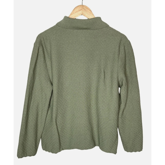 St. John Woman's 12 Santana Knit $990 Wool Cardigan Sweater Button Up Sage Green - Picture 3 of 7